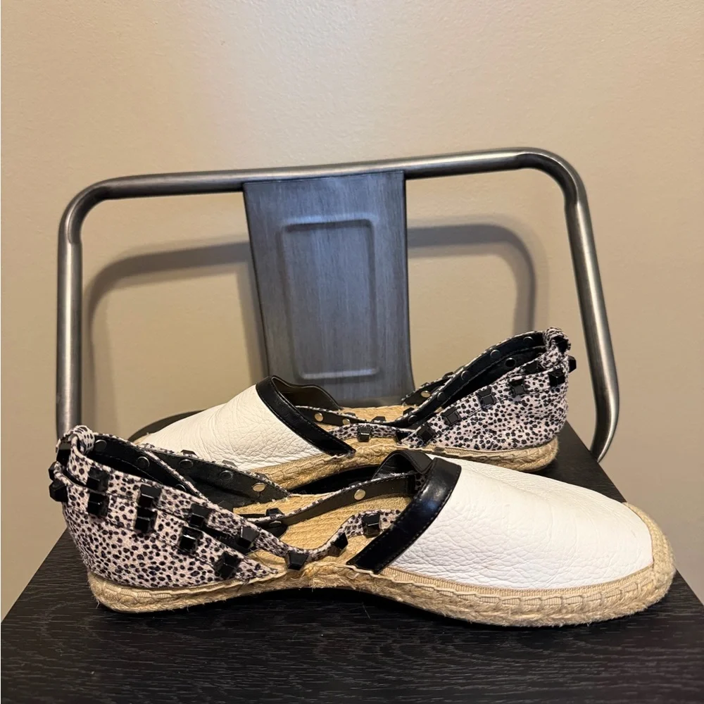 Rebecca Minkoff Gilles Studded Espadrille Ankle Wrap Flats Sz 8